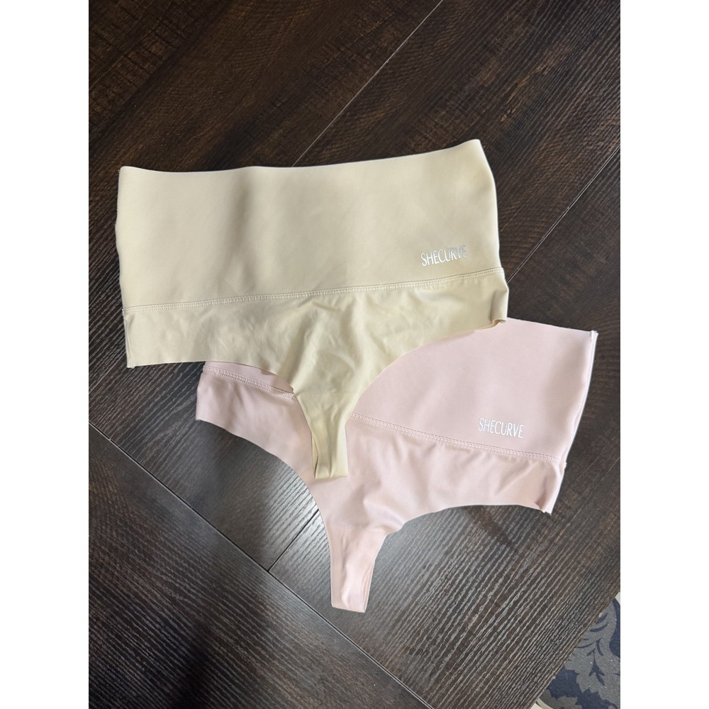 Shecurve High Waisted Tummy Control Thongs 2 Pack Neutral XL